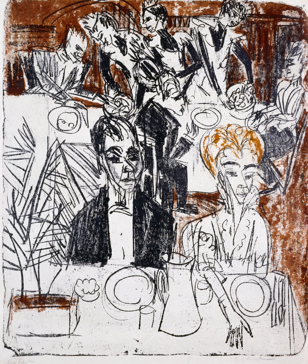 Gedekte tafel door Ernst Ludwig Kirchner