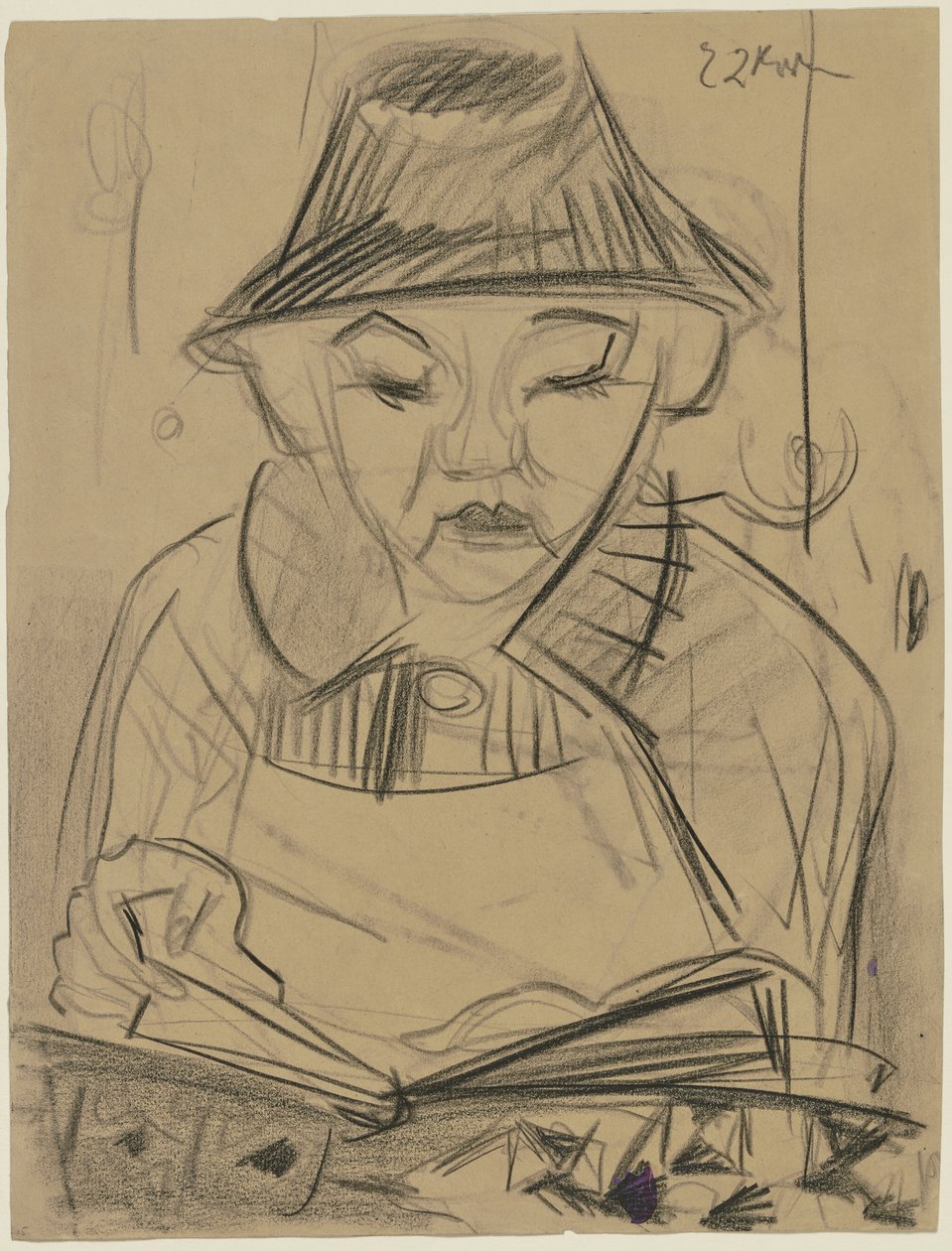 Lezende jongen door Ernst Ludwig Kirchner