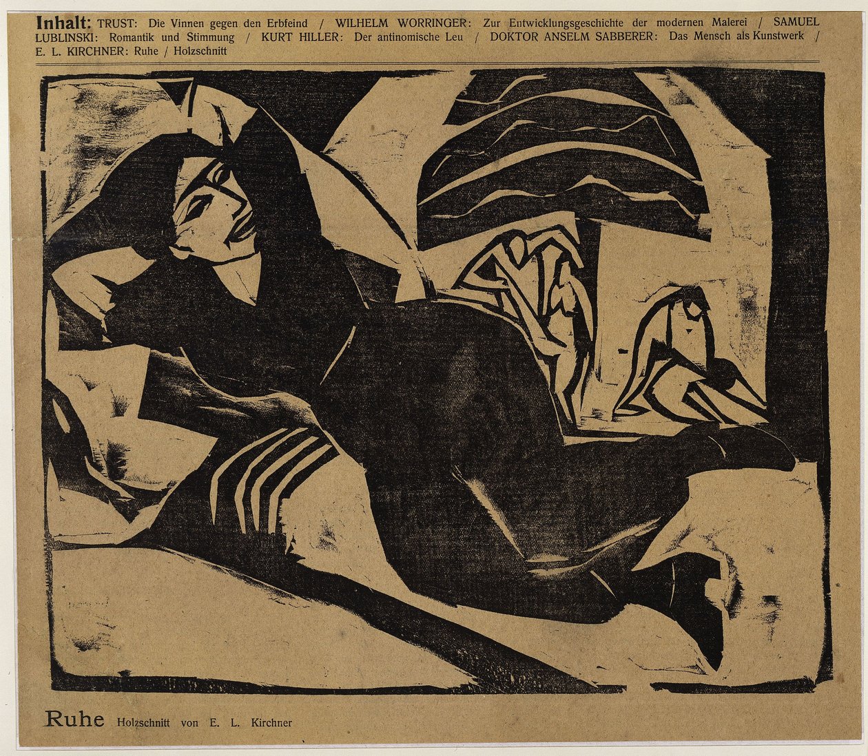 Liggende vrouw (Rust) (uit: Der Sturm ...) door Ernst Ludwig Kirchner