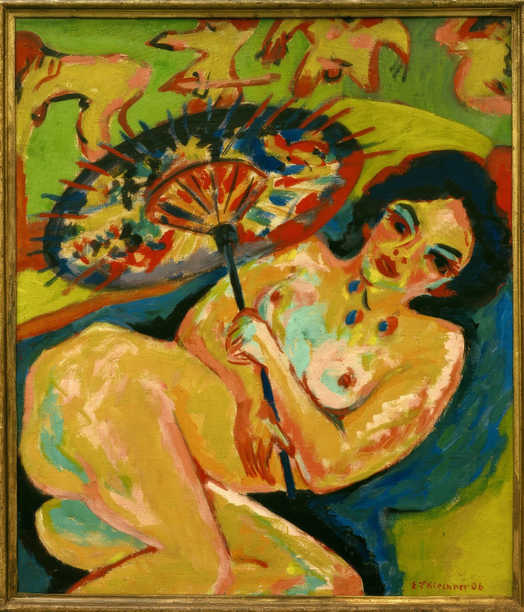 Meisje onder Japanse paraplu door Ernst Ludwig Kirchner