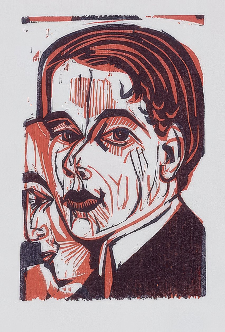Mannenhoofd (zelfportret). 1926 door Ernst Ludwig Kirchner