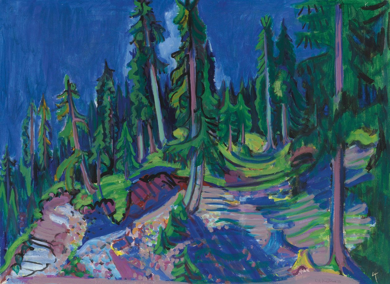 Bergbosstudie door Ernst Ludwig Kirchner