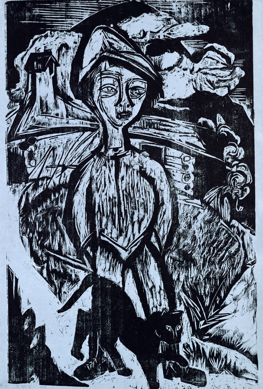 Bergjongen in storm, 1921 door Ernst Ludwig Kirchner