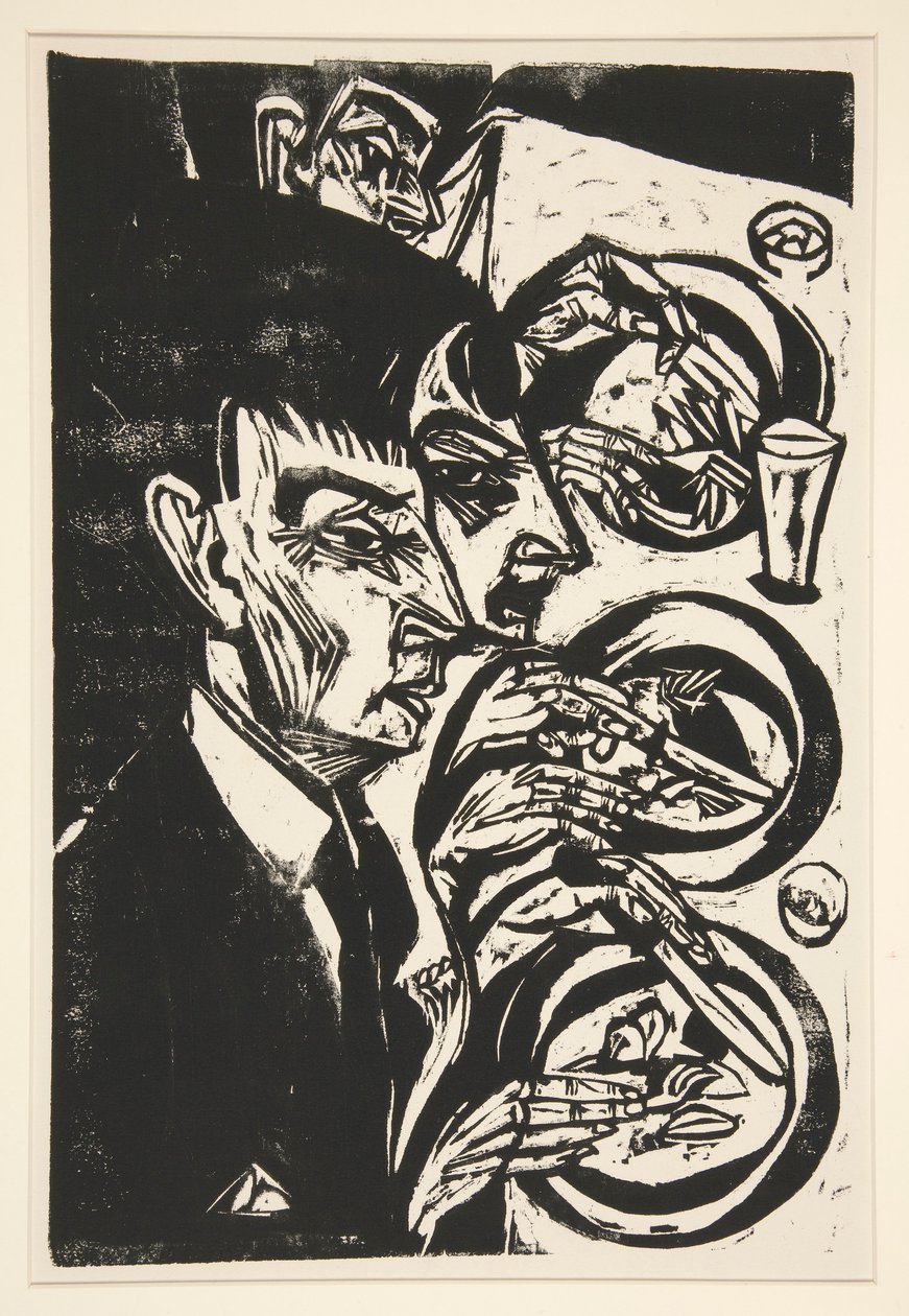Nervoese beim Diner (Nerveuze mensen bij het diner) door Ernst Ludwig Kirchner