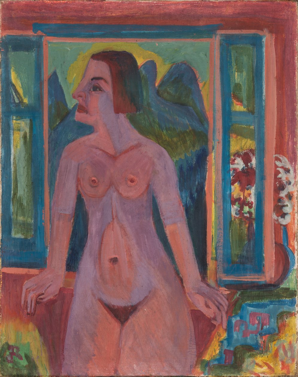 Naakte vrouw bij het raam door Ernst Ludwig Kirchner