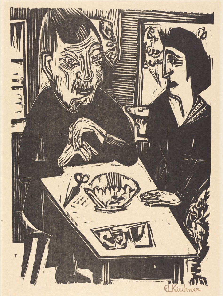 Oude en jongere vrouw door Ernst Ludwig Kirchner