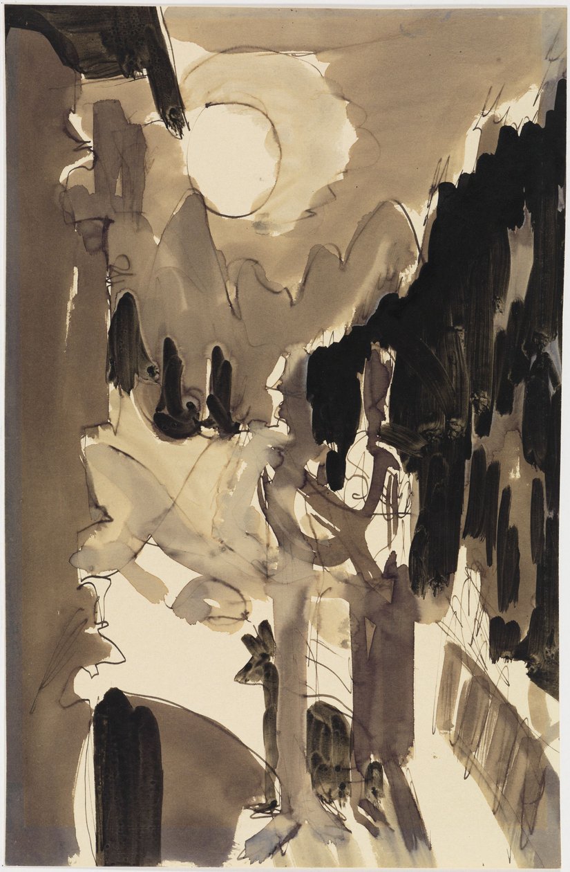 Een stel in het maanlicht voor het huis door Ernst Ludwig Kirchner