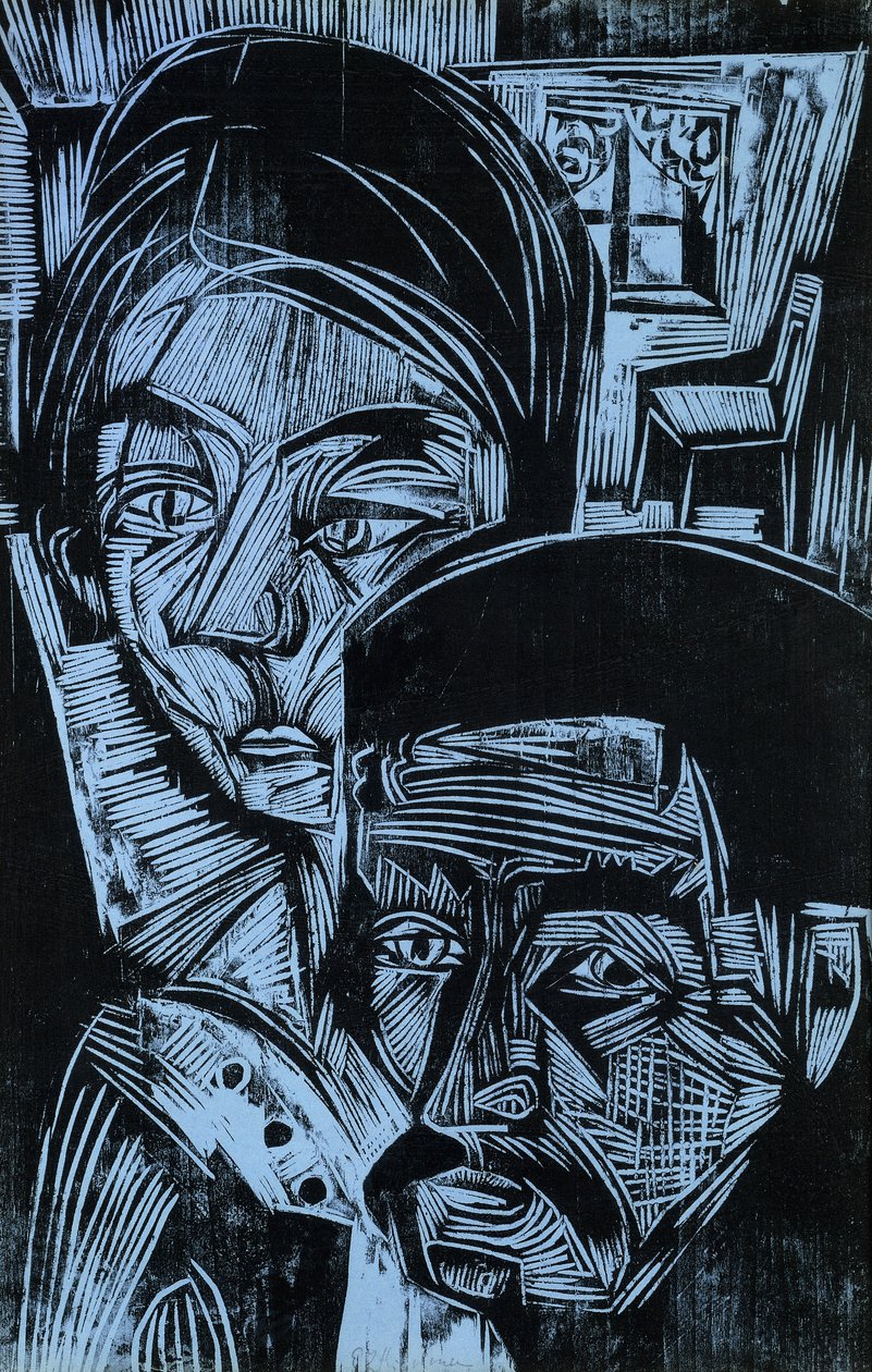 Boerenpaar in de Cottage, 1919 door Ernst Ludwig Kirchner