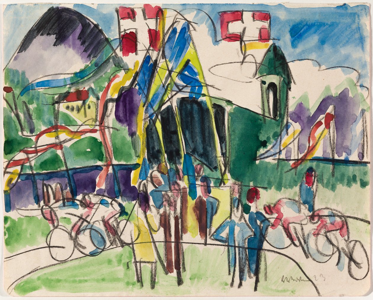 Wielerwedstrijden door Ernst Ludwig Kirchner