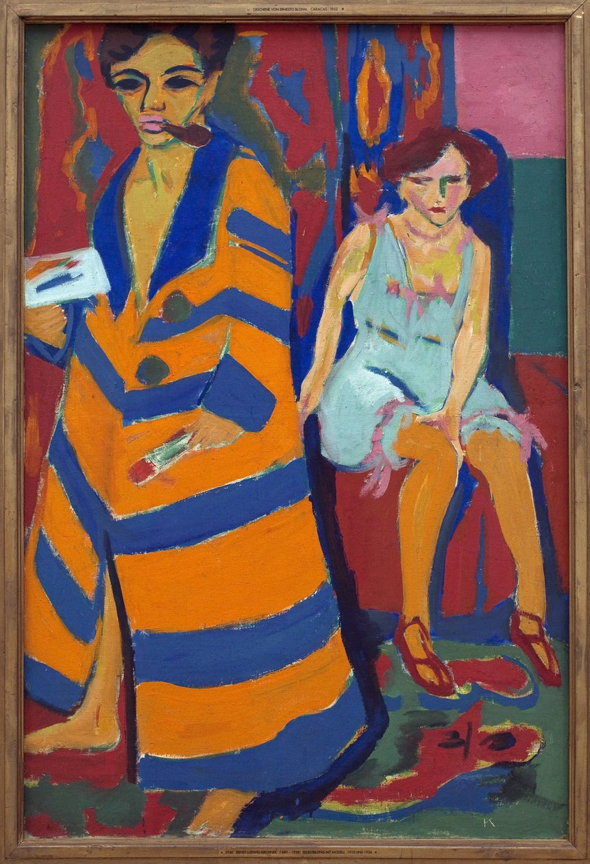 Zelfportret met een model door Ernst Ludwig Kirchner