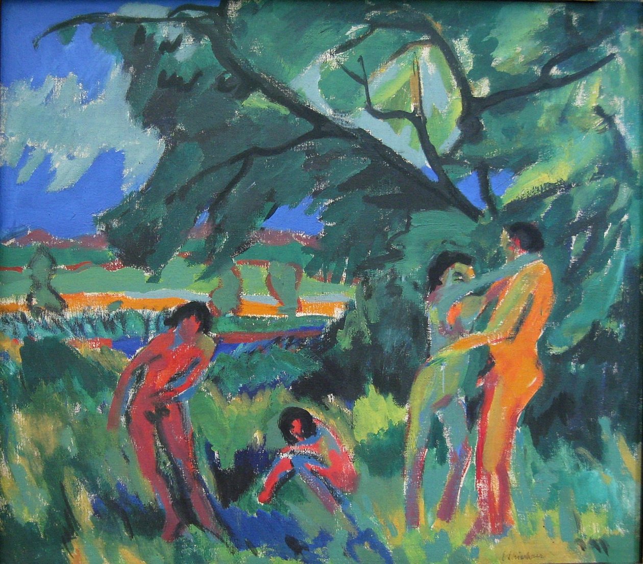 Spelende naakte mensen door Ernst Ludwig Kirchner