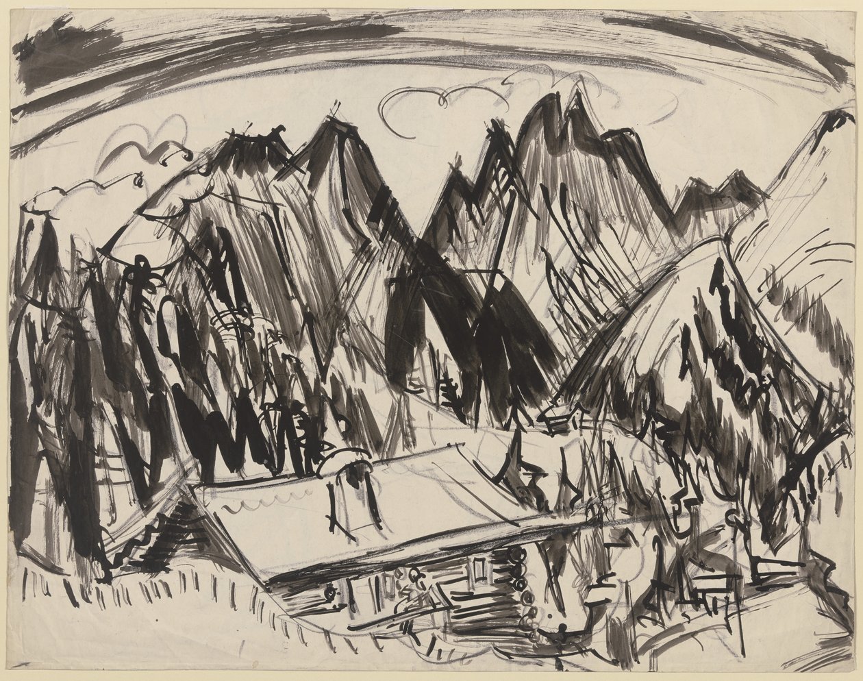 Stabiele alp door Ernst Ludwig Kirchner