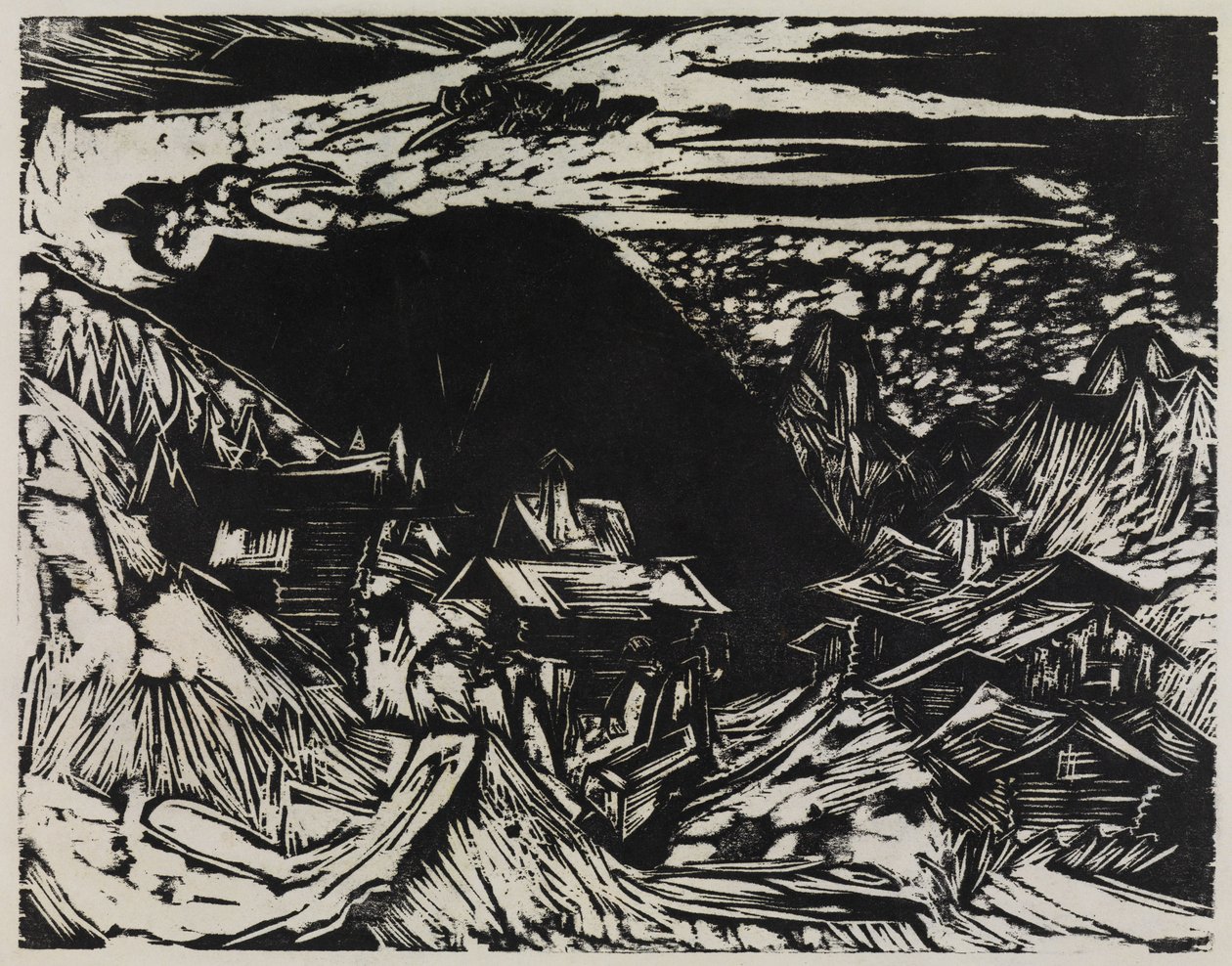 Stafelalp met de Altein en de Tinzenhorn door Ernst Ludwig Kirchner