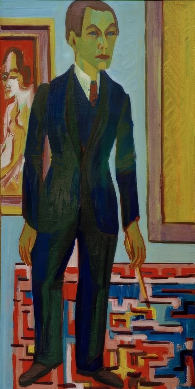 Staande schilder. Zelfportret door Ernst Ludwig Kirchner