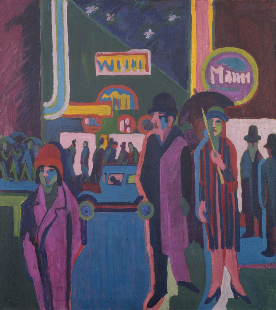 Straatbeeld bij nacht door Ernst Ludwig Kirchner