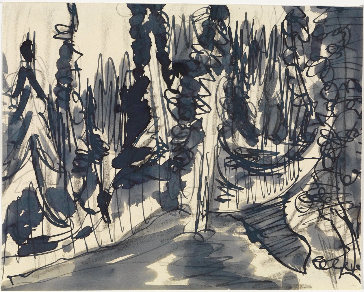 Sparrenbos (studie van bergbos) door Ernst Ludwig Kirchner