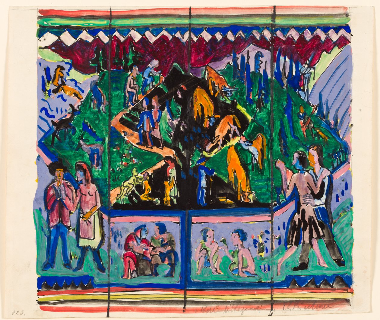 Het leven (ontwerp van Hagemann) door Ernst Ludwig Kirchner