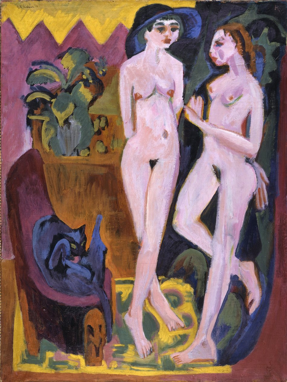 Twee naakten in een kamer door Ernst Ludwig Kirchner