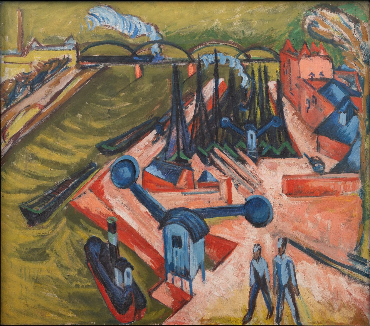 Western Harbour in Frankfurt am Main door Ernst Ludwig Kirchner
