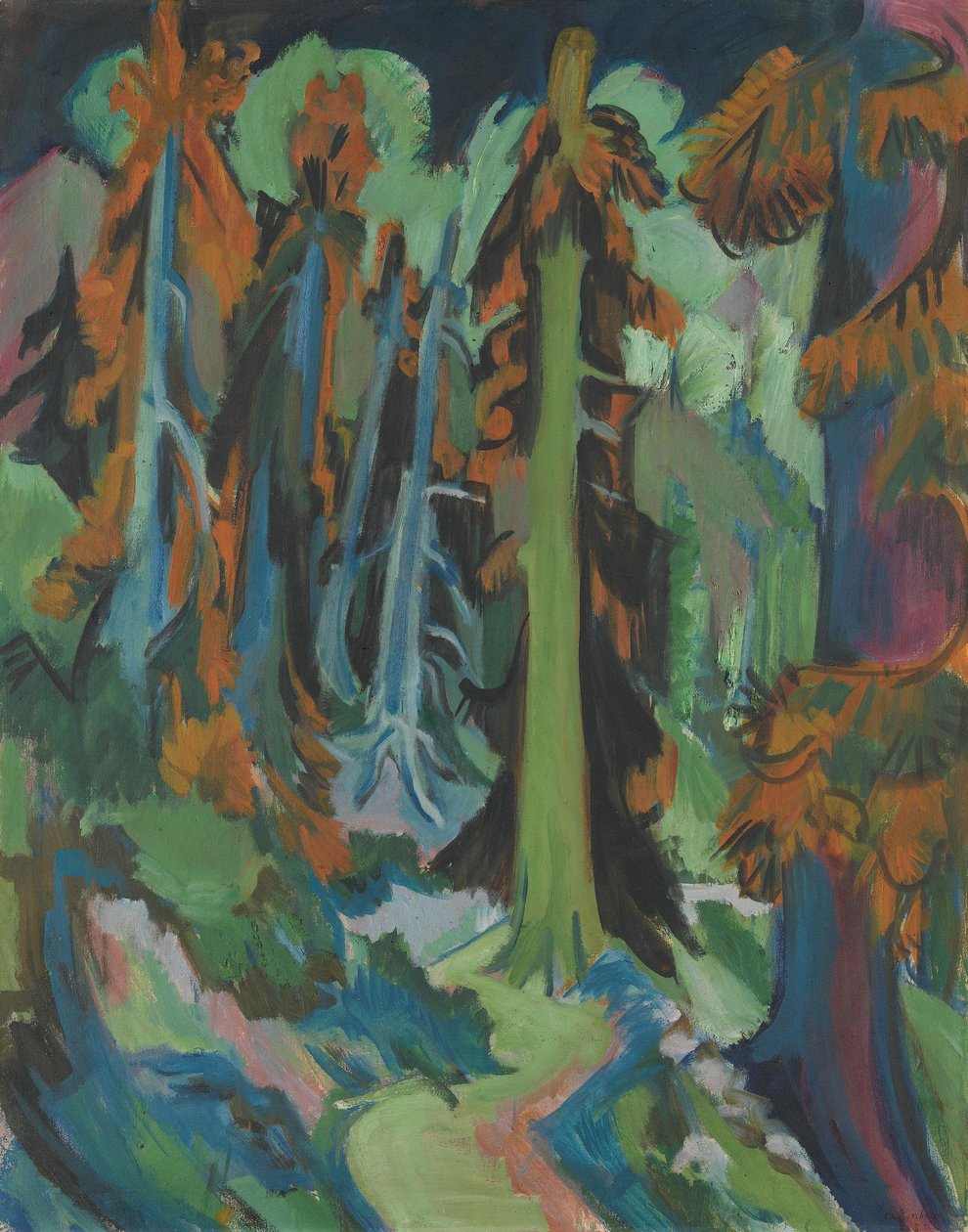 Weertannen (Bergwaldweg, Bergwaldstammen) door Ernst Ludwig Kirchner