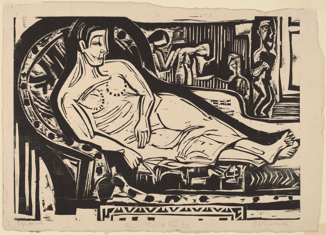 Vrouw Liggend op een Sofa door Ernst Ludwig Kirchner