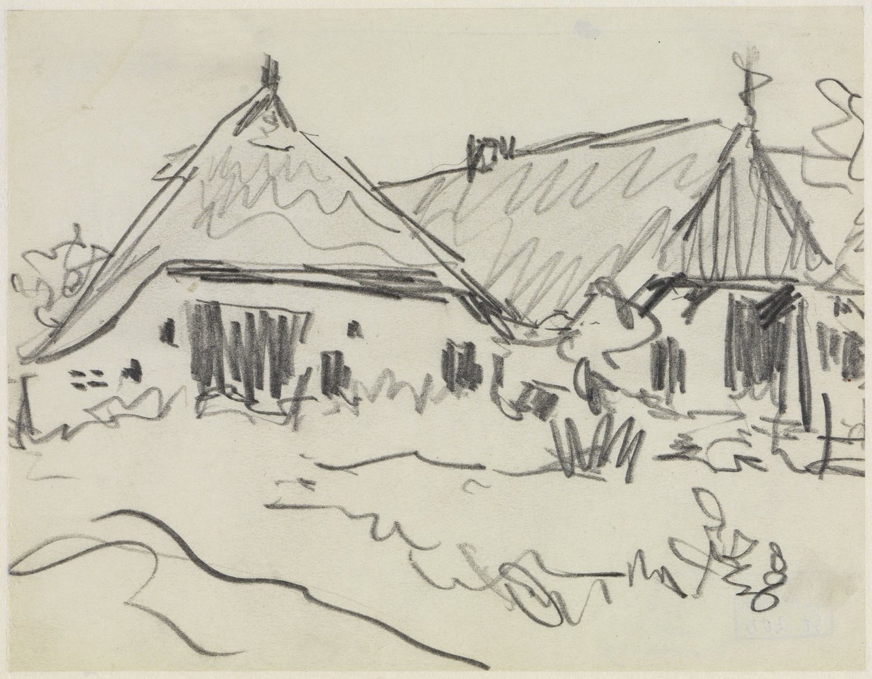 Twee boerderijen op Fehmarn door Ernst Ludwig Kirchner