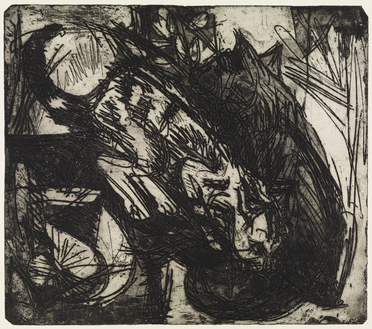 Twee katten/berghutten - Stafelalp door Ernst Ludwig Kirchner