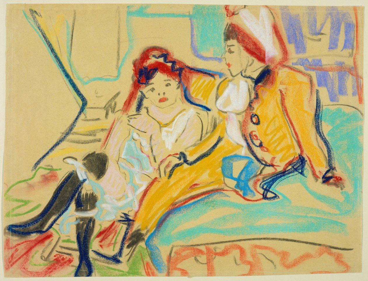 Twee meisjes op een divan door Ernst Ludwig Kirchner