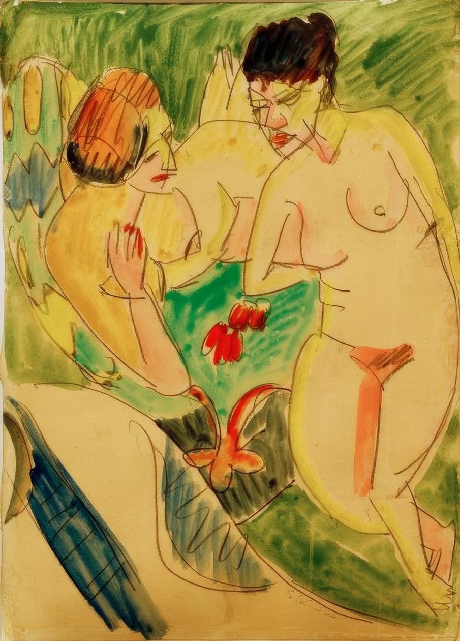 Twee naakte vrouwen door Ernst Ludwig Kirchner