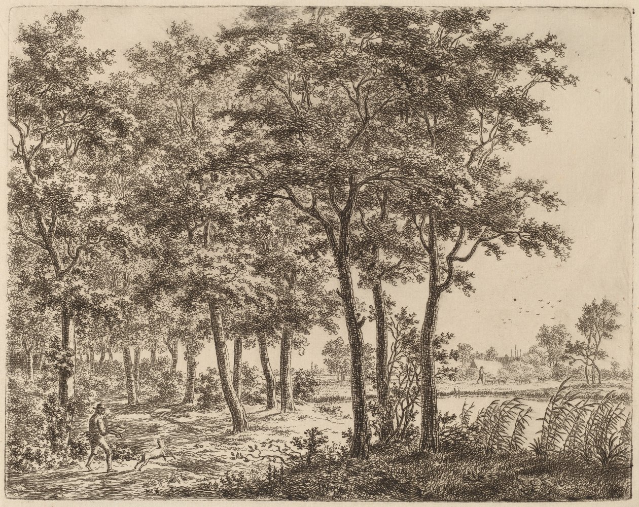 Landschap met een boer die brandhout draagt door Ernst Willem Jan Bagelaar