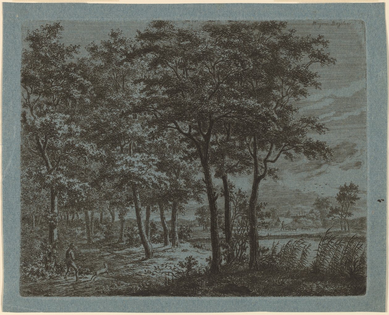 Landschap met een boer die brandhout draagt door Ernst Willem Jan Bagelaar