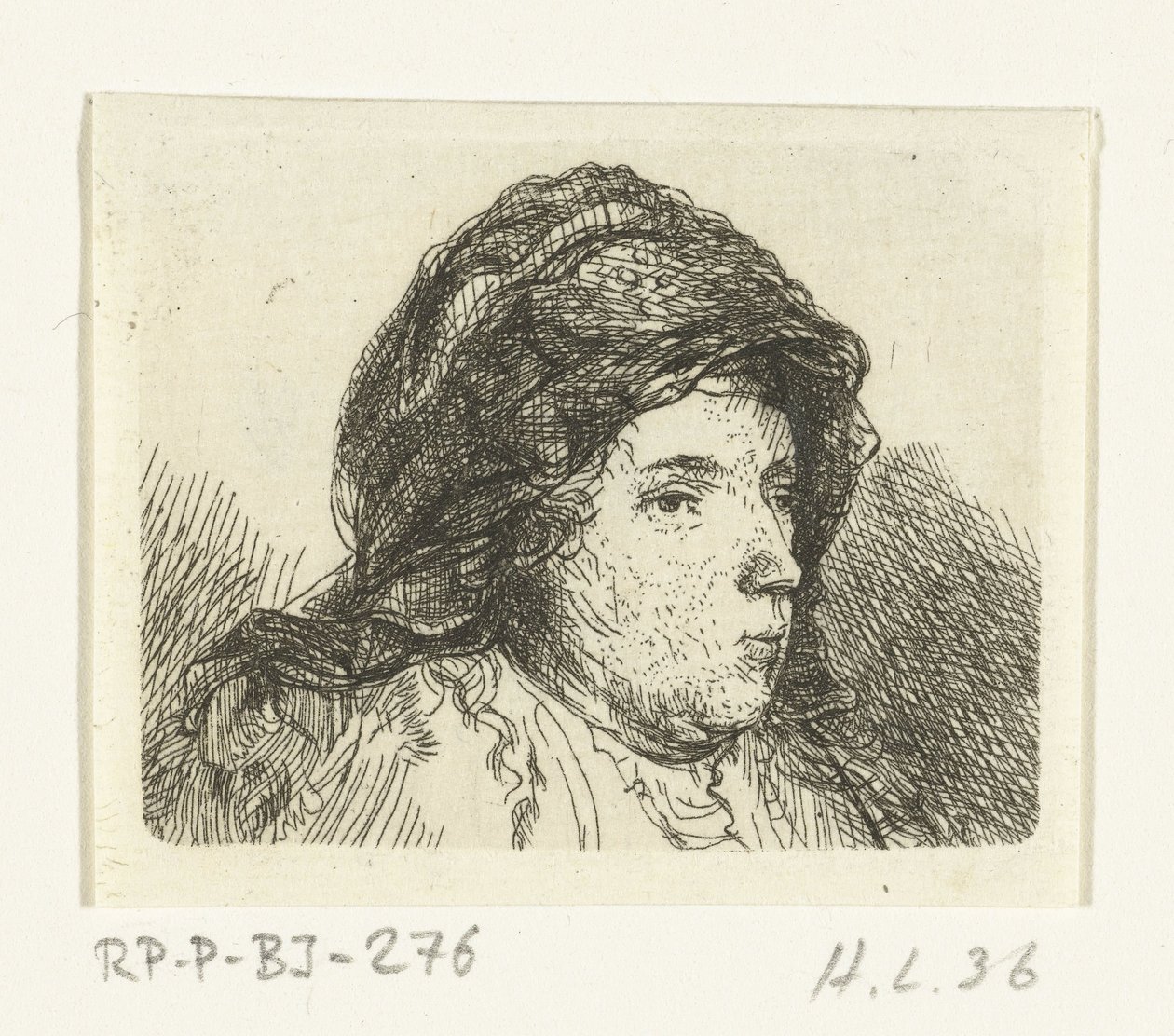 Portretbuste van een vrouw met doek om haar hoofd door Ernst Willem Jan Bagelaar