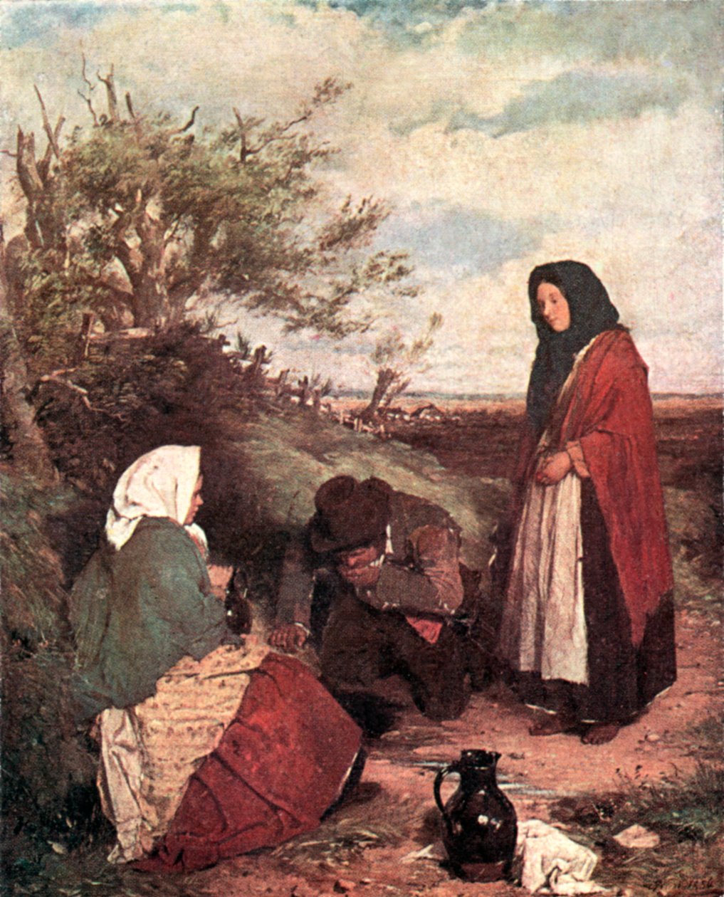 Zigeuners op de weg (kleurenlitho) door Erskine Nicol