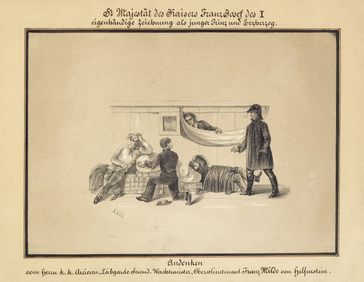 Een groep mensen in een lazaret door Erzherzog Franz Joseph