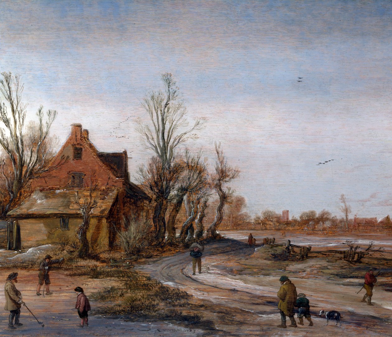 Winterlandschap, 1623 door Esaias van de Velde