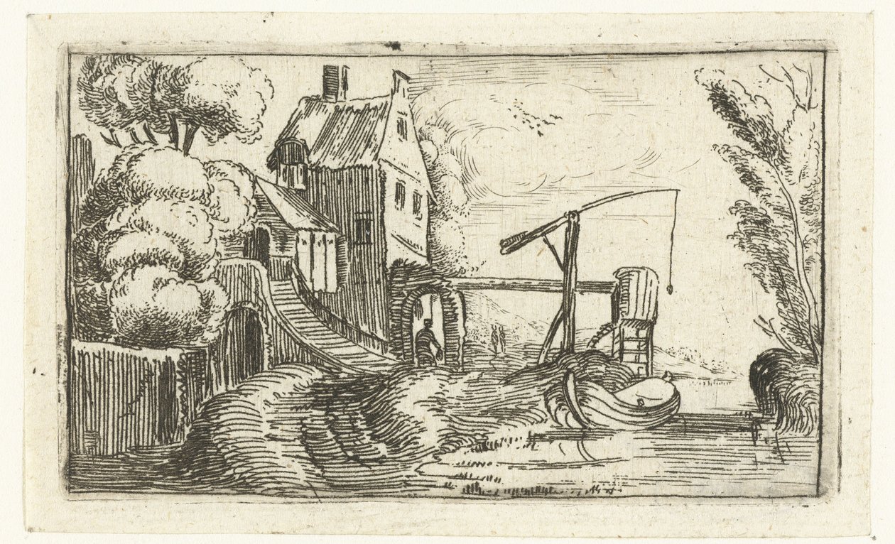 Huis of fabriek aan een kanaal Kleine landschappen (serie) door Esaias van de Velde (rejected attribution)