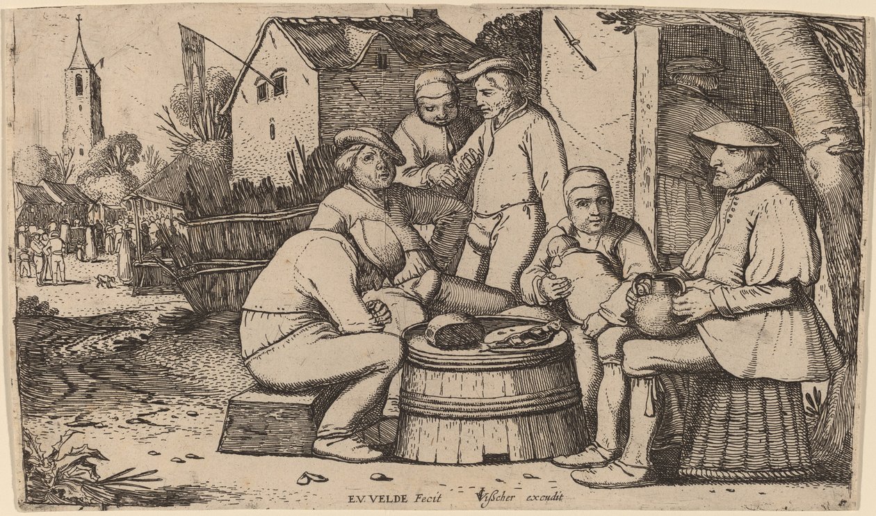 Boeren Lunchen in de Open Lucht door Esaias van de Velde I