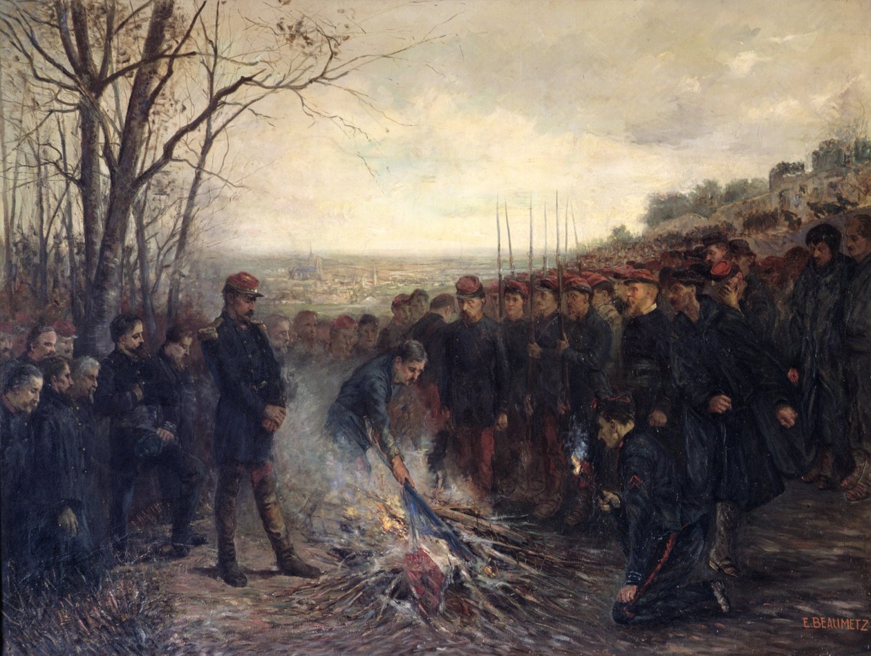 Generaal Lapasset verbrandt zijn vlaggen, 26 oktober 1870 door Etienne Dujardin Beaumetz