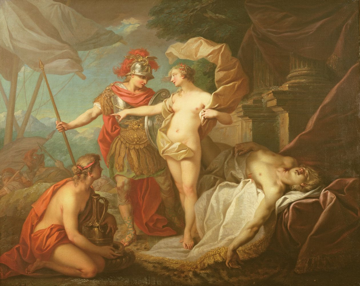 Achilles vertrekt om de dood van Patroclus te wreken door Étienne Jeaurat
