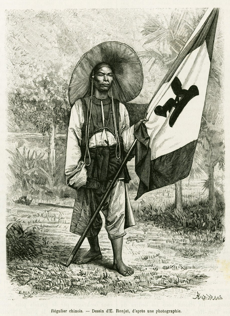 Chinese regel. Gravure door E. Ronjat, naar een foto, ter illustratie van het verhaal 
