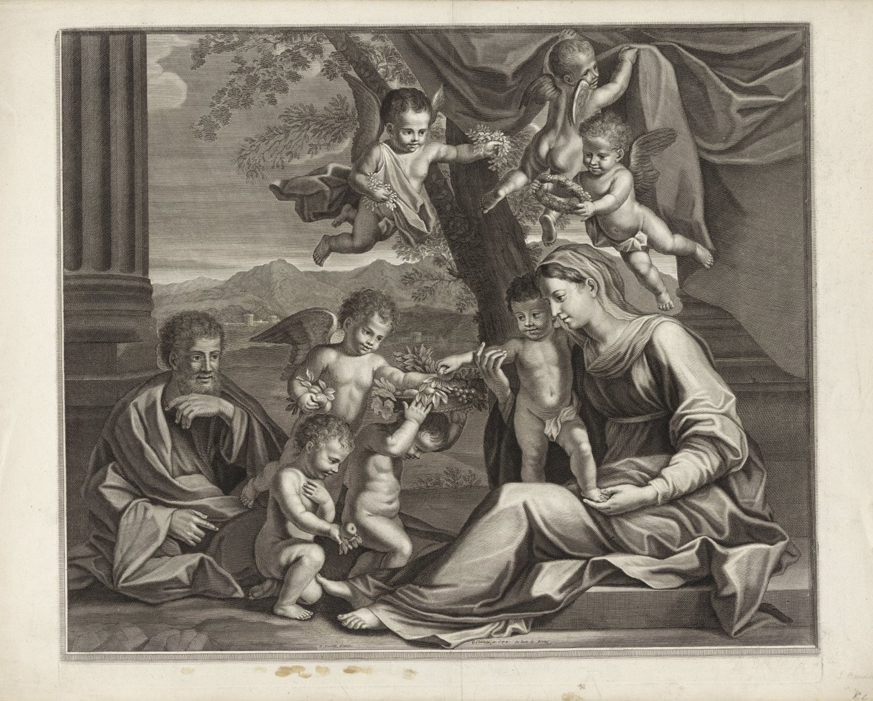Heilige Familie met putti door Etienne Baudet (possibly)