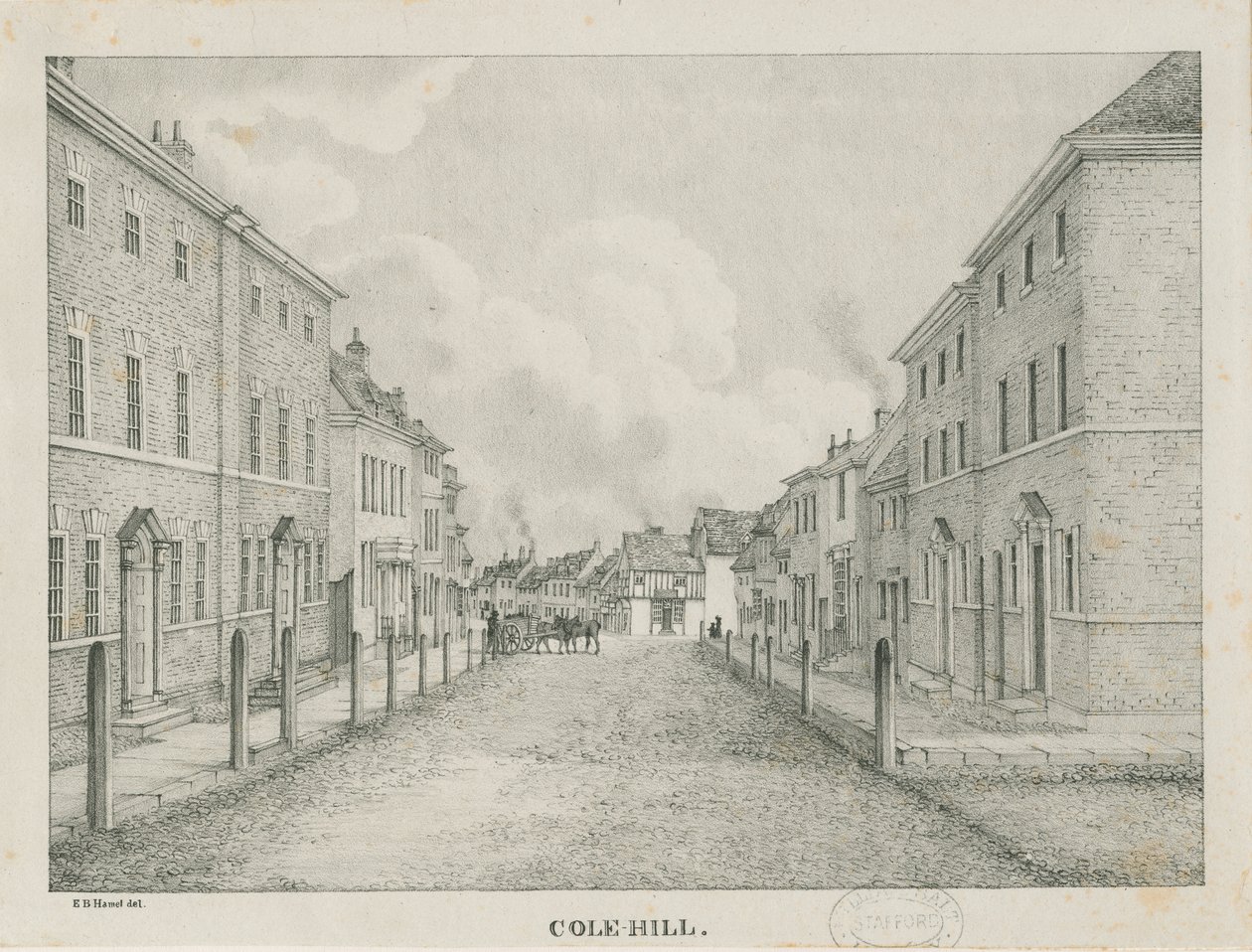 Tamworth - Cole-hill: lithografie, nd [1796-1865] door Etienne Bruno Hamel