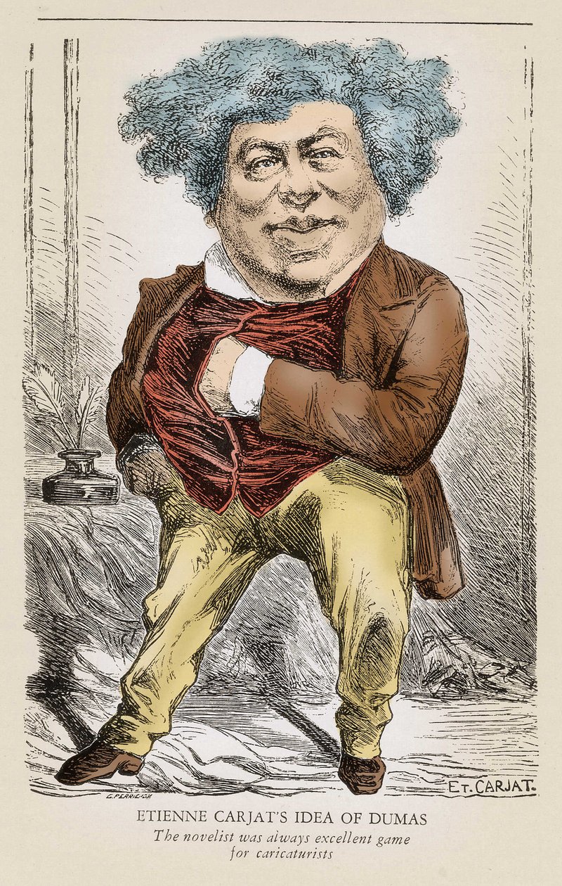 Portret van Alexandre Dumas (1803-1870) vader: karikatuur door Etienne Carjat door Etienne Carjat