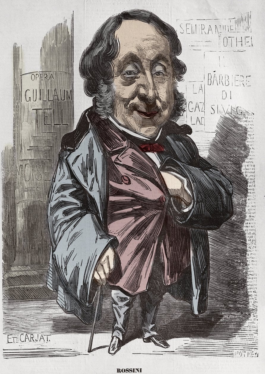 Portret van Gioachino Rossini, Karikatuur door Etienne Carjat door Etienne Carjat