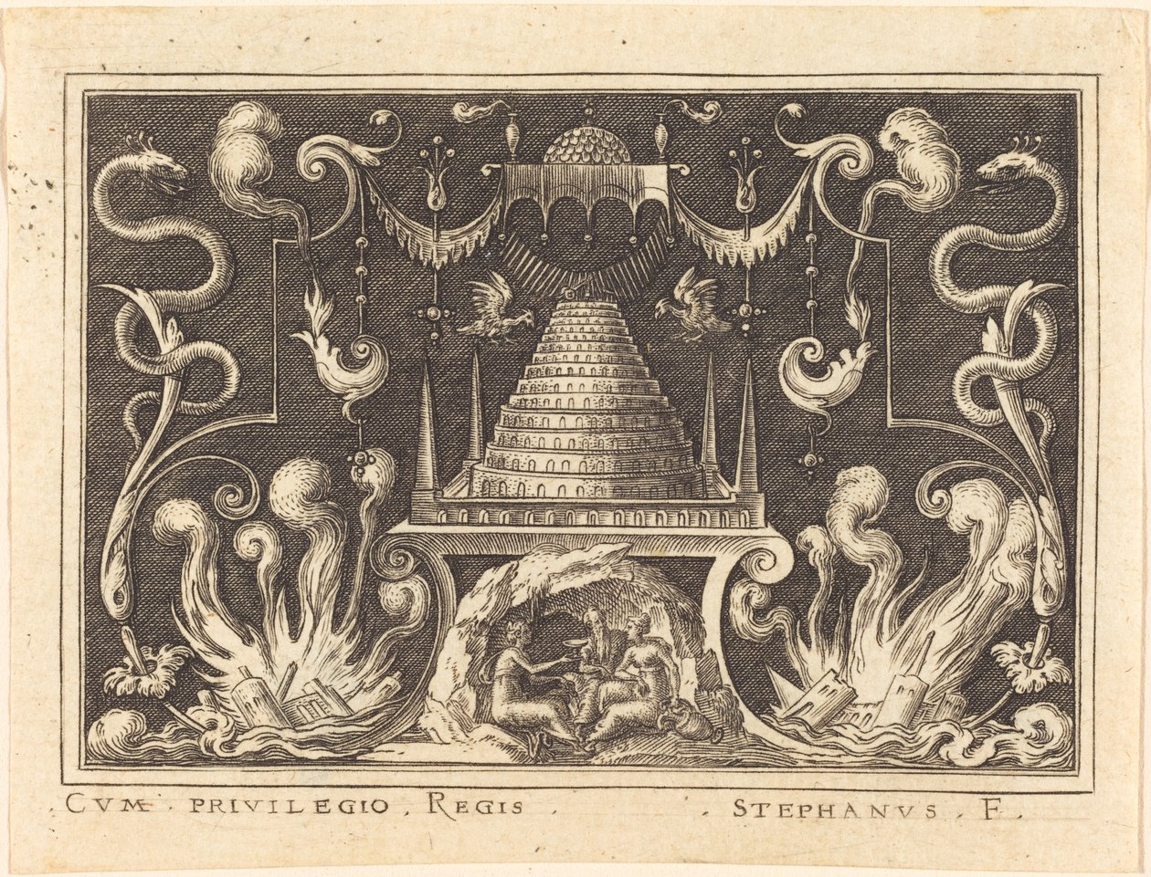 Incest van Lot door Etienne Delaune