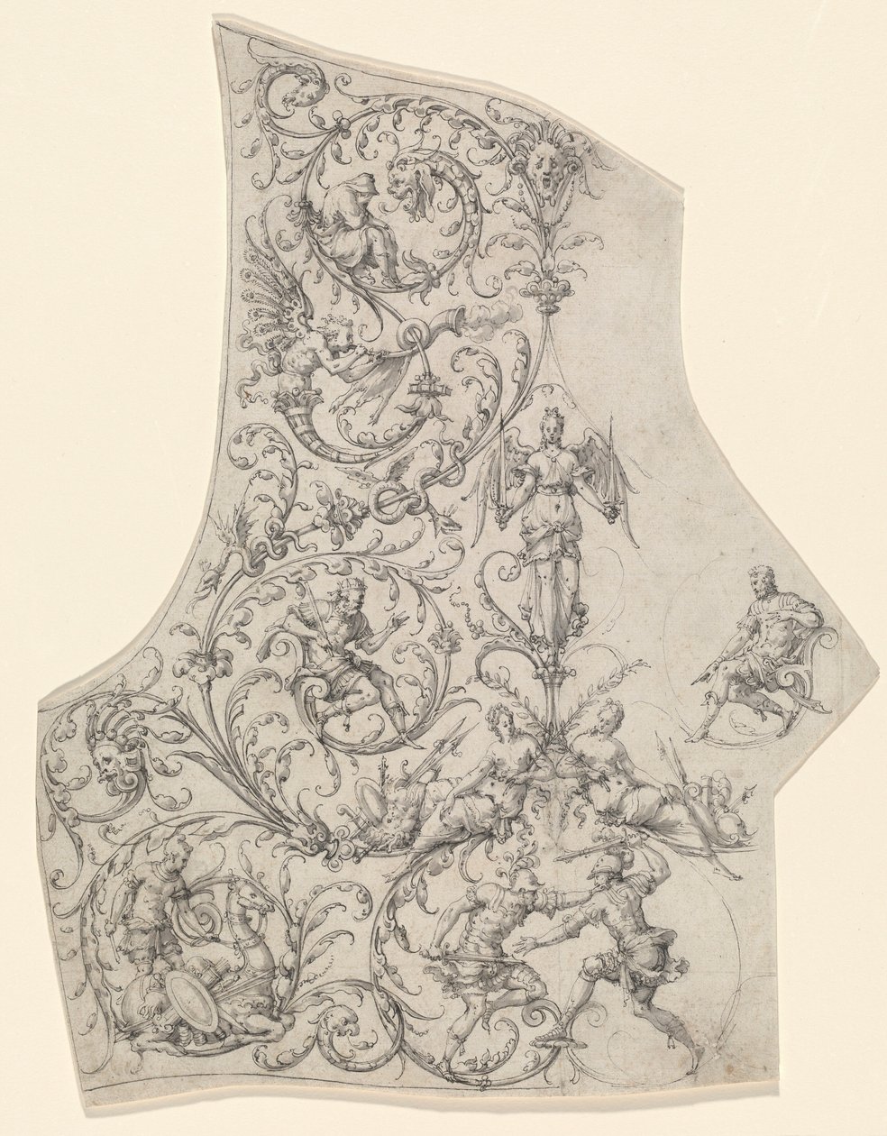 De rugplaat van een paradepantser, c.1557 (pentekening) door Etienne Delaune