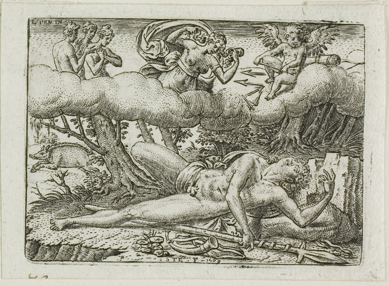 De dood van Adonis door Etienne Delaune