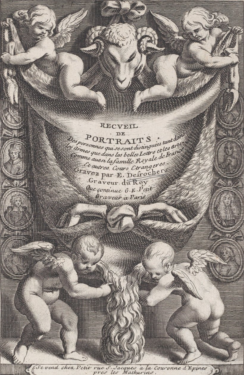 Frontispice uit Collectie van Portretten, 1714-41 door Etienne Desrochers