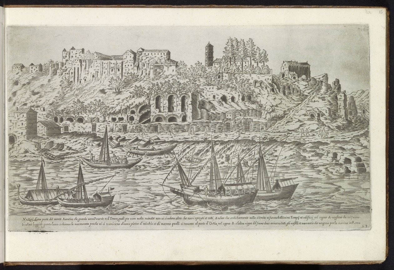 Aventijn langs de Tiber te Rome door Etienne Duperac