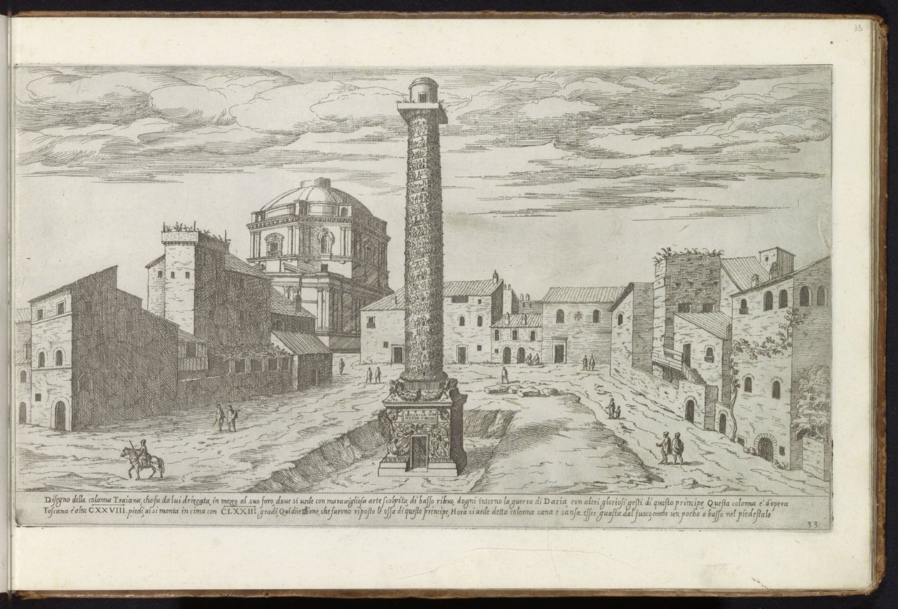 Forum van Trajanus met de Zuil van Trajanus te Rome door Etienne Duperac